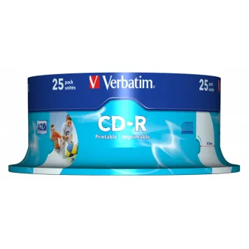 Verbatim CD-R AZO Wide Inkjet Printable 52x 700MB 25 szt. Spindle