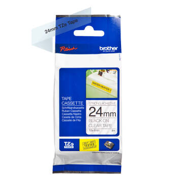 Taśma Brother TZe-S151 z mocnym klejem nadruk czarny na przezroczystym tle 24mm x8m