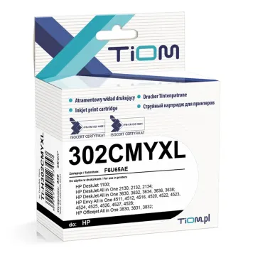 Zamiennik HP 302 XL F6U67AE tusz 3-kolorowy marki Tiom