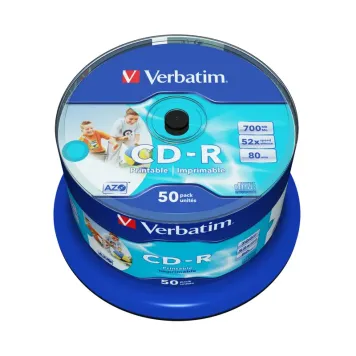 Verbatim CD-R AZO Wide Inkjet Printable 52x 700MB 50 szt Spindle - 43438
