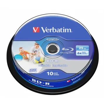 Verbatim BD-R SL Datalife 25GB 6x Printable Spindle 10 szt. - 43804