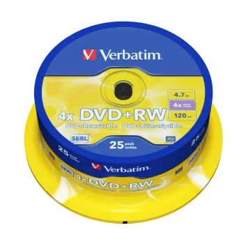 Verbatim DVD+RW 4.7GB 4x Advanced SERL Spindle 25 szt. - 43489