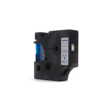 Zamiennik taśmy Dymo D1 43614 nadruk niebieski na białym tle 6mm x 7m