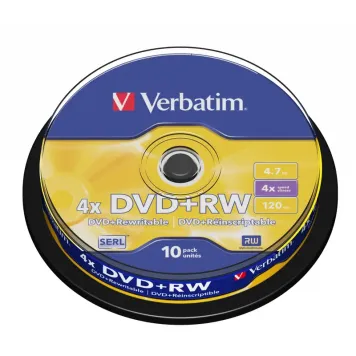 Verbatim DVD+RW 4.7GB 4x Advanced SERL Spindle 10 szt. - 43488