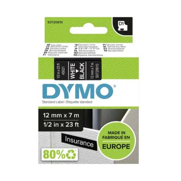 Taśma Dymo D1 45021 S0720610 nadruk biały na czarnym tle 12mm x 7m