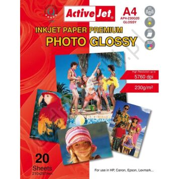 AP4-230G20 Activejet Papier Foto błyszczący A4  20szt  230g
