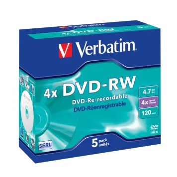 Verbatim DVD-RW 4.7GB 4x Advanced SERL Jewel Case 5 szt. - 43285