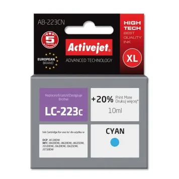 Zamiennik Brother LC223C tusz cyan marki ActiveJet