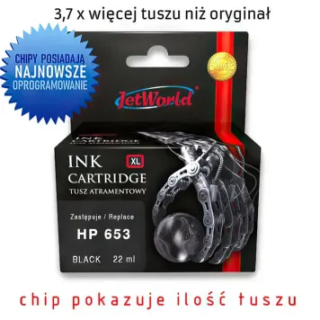 Zamiennik HP 653 3YM75AE tusz czarny marki JetWorld