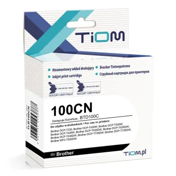 Zamiennik Brother BTD100C tusz cyan marki TiOM