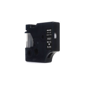 Zamiennik taśmy Dymo D1 43621 nadruk biały na czarnym tle 6mm x 7m