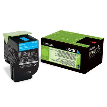 Lexmark 802SC 80C2SC0 toner cyan oryginalny