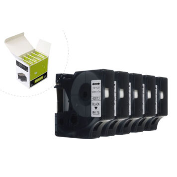 Zamiennik taśmy Dymo D1 43613 S0720780 nadruk czarny na białym tle 6mm x 7m (5szt.)