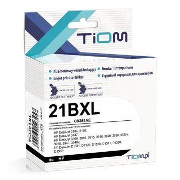 Zamiennik HP 21 XL C9351CE tusz czarny marki TiOM