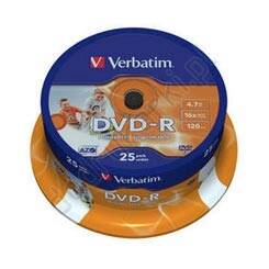 Verbatim DVD-R 4.7GB 16x Wide Printable Cake 25 szt. - 43538