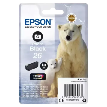 Epson 26 T2611 C13T26114012 tusz foto czarny oryginalny