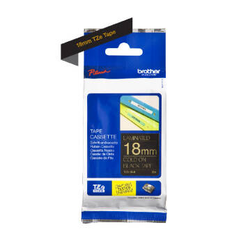Taśma Brother TZe-344 nadruk złoty na czarnym tle 18mm x 8m