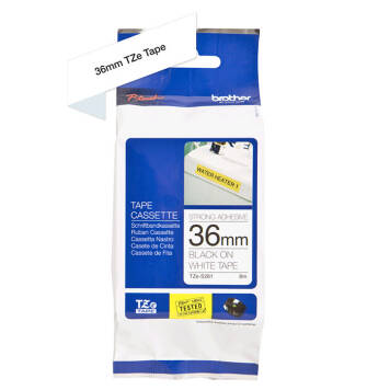 Taśma Brother TZe-S261 z mocnym klejem nadruk czarny na białym tle 36mm x 8m