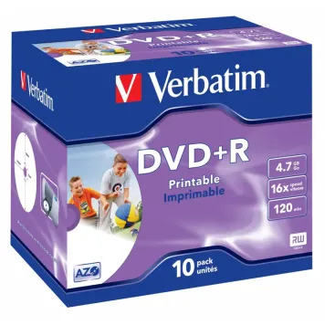 Verbatim DVD+R 4.7GB 16x Wide Printable Jewel Case 10 szt. - 43508