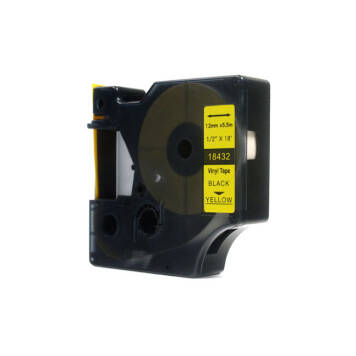 Zamiennik DYMO Rhino 18432 taśma winylowa nadruk czarny na żółtym tle 12mm x 5,5m