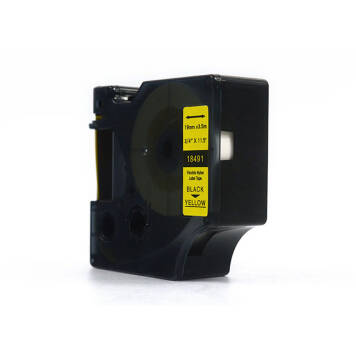 Zamiennik DYMO Rhino 18491 taśma nylonowa nadruk czarny na żłótym tle 19mm x 3,5m