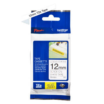 Taśma Brother TZe-S231 z mocnym klejem nadruk czarny na białym tle 12mm x 8m