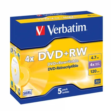 Verbatim DVD+RW 4.7GB 4x Advanced SERL Jewel Case 5 szt. - 43229