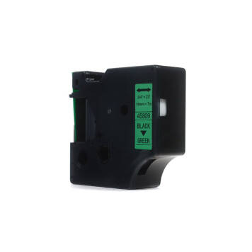 Zamiennik taśmy Dymo D1 45809 S0720890 nadruk czarny na zielonym tle 19mm x 7m