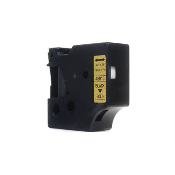 Zamiennik taśmy Dymo D1 45813 nadruk czarny na złotym tle 19mm x 7m