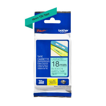 Taśma Brother TZe-741 nadruk czarny na zielonym tle 18mm x 8m