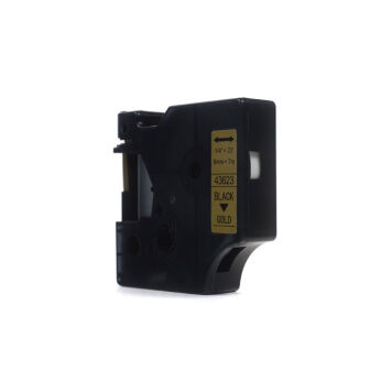 Zamiennik taśmy Dymo D1 43623 nadruk czarny na złotym tle 6mm x 7m