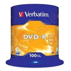 Verbatim DVD-R 4.7GB 16x Matt Silver Cake 100 szt. - 43549