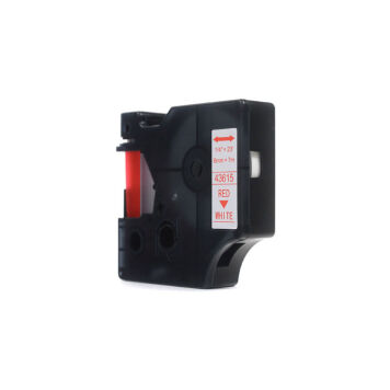 Zamiennik taśmy Dymo D1 43615 nadruk czerwony na białym tle 6mm x 7m