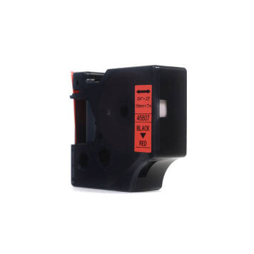 Zamiennik taśmy Dymo D1 45807 S0720870 nadruk czarny na czerwonym tle 19mm x 7m
