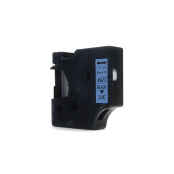 Zamiennik taśmy Dymo D1 43616 nadruk czarny na niebieskim tle 6mm x 7m