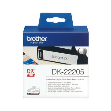Taśma ciągła Brother DK-22205 nadruk czarny na białym tle 62mm x 30,48m