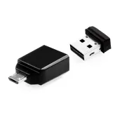 Verbatim USB flash drive 16GB Nano 49821 USB 2.0 czarny z adapterem mikro USB