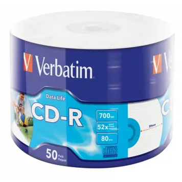 Verbatim CD-R Datalife Inkjet Printable 52x 700MB 50 szt Wrap Spindle - 43794